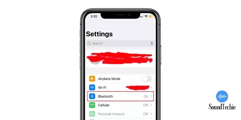 Open settings and tap bluetooth iPhone