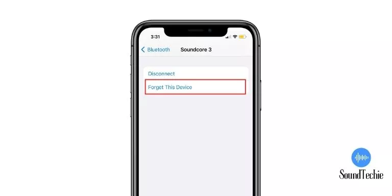 Tap forget device on iphone to forget bluetooth device